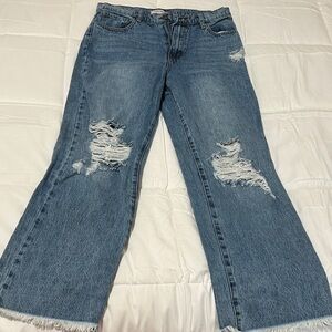 Distressed Blue Jeans